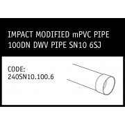 Marley Impact Modified mPVC Pipe 100DN DWV Pipe SN10 6SJ - 240SN10.100.6SJ